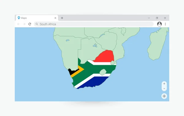 Παράθυρο Browser Χάρτη Της Νότιας Αφρικής Την Αναζήτηση Της Νότιας — Διανυσματικό Αρχείο