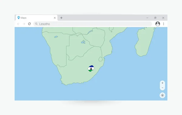 Окно Браузера Картой Лесото Поиск Лесото Интернете — стоковый вектор