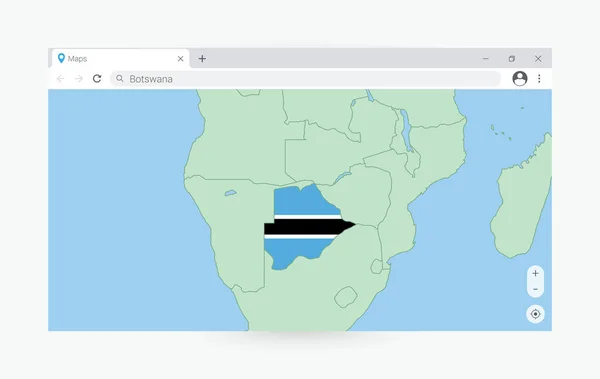 Botswana Haritalı Tarayıcı Penceresi Botswana Internette Arıyor — Stok Vektör