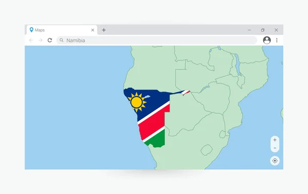 Janela Navegador Com Mapa Namíbia Procurando Namíbia Internet —  Vetores de Stock