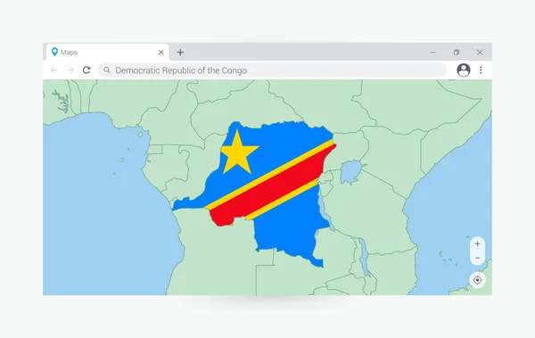 浏览显示刚果民主共和国地图的窗口 在互联网上搜索刚果民主共和国 — 图库矢量图片