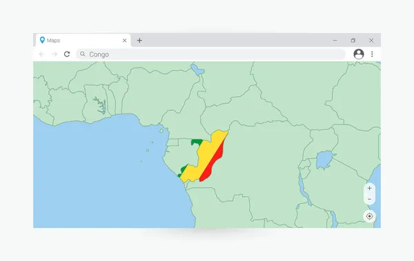 Janela Navegador Com Mapa Congo Procurando Congo Internet — Vetor de Stock