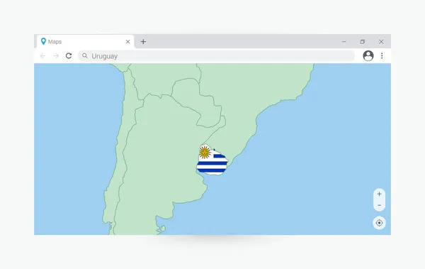 Ventana Del Navegador Con Mapa Uruguay Buscando Uruguay Internet — Vector de stock