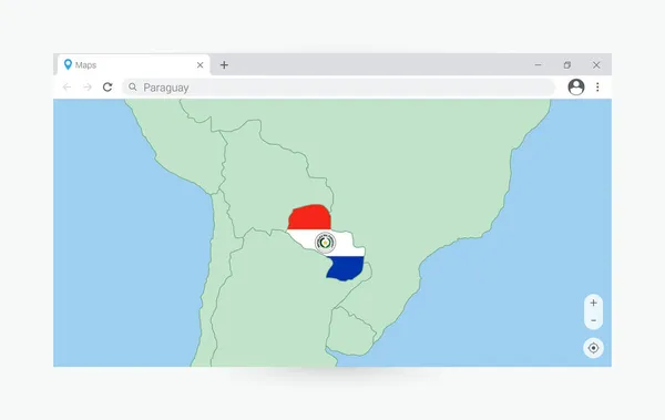 Browserfenster Mit Karte Von Paraguay Suche Nach Paraguay Internet — Stockvektor