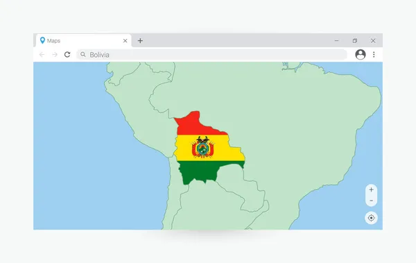 Окно Браузера Картой Боливии Поиск Интернете Боливии — стоковый вектор