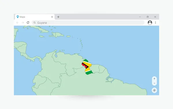 带有圭亚那地图的浏览器窗口 在因特网上搜索圭亚那 — 图库矢量图片