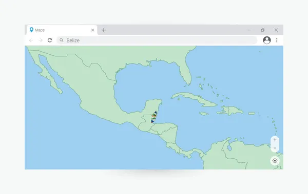 Finestra Del Browser Con Mappa Belize Cerca Belize Internet — Vettoriale Stock