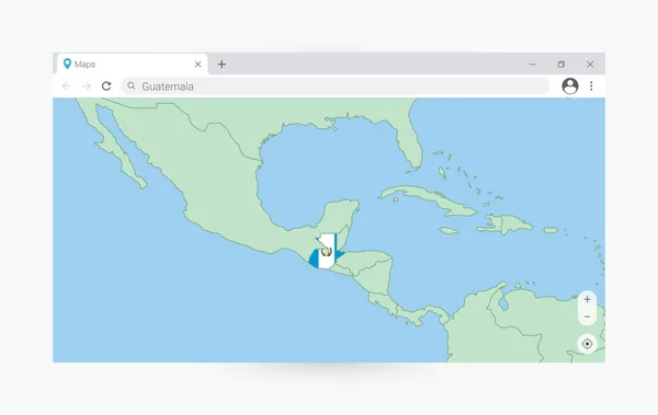 Finestra Del Browser Con Mappa Guatemala Cerca Guatemala Internet — Vettoriale Stock