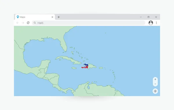 Browser Venster Met Kaart Van Haïti Zoeken Haïti Internet — Stockvector