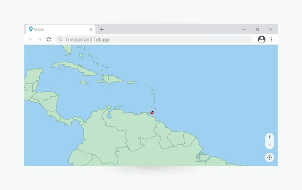 Browser Fönster Med Karta Över Trinidad Och Tobago Söker Trinidad — Stock vektor