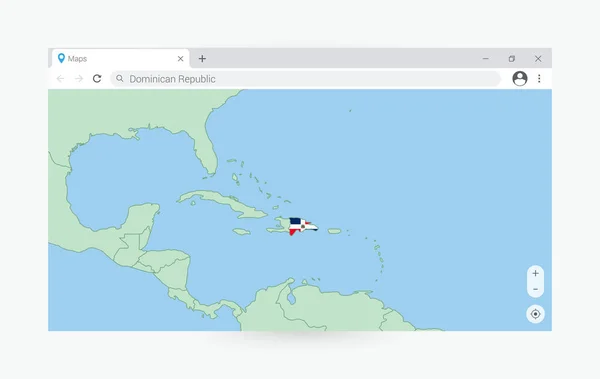 Finestra Del Browser Con Mappa Repubblica Dominicana Cerca Internet Repubblica — Vettoriale Stock