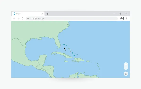 Webbläsarfönster Med Karta Över Bahamas Söka Bahamas Internet — Stock vektor
