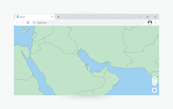 Ventana Del Navegador Con Mapa Bahréin Buscando Bahréin Internet — Archivo Imágenes Vectoriales