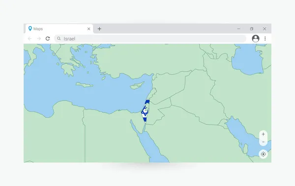 Ventana Del Navegador Con Mapa Israel Buscando Israel Internet — Archivo Imágenes Vectoriales