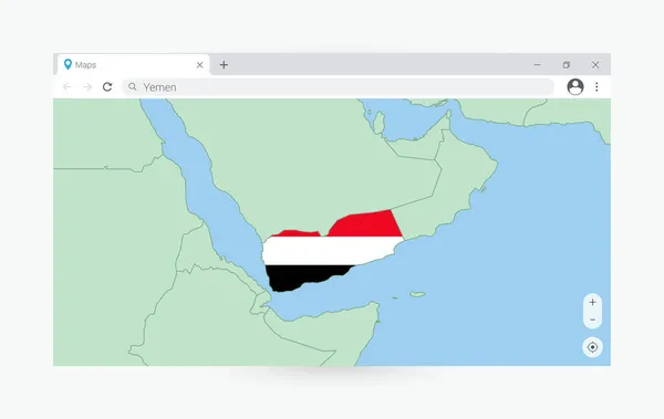 Παράθυρο Περιήγησης Χάρτη Της Υεμένης Αναζήτηση Υεμένη Στο Διαδίκτυο — Διανυσματικό Αρχείο