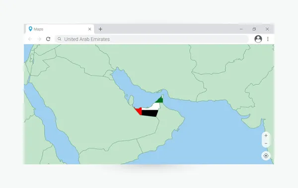 Παράθυρο Περιήγησης Χάρτη Των Ηνωμένων Αραβικών Εμιράτων Αναζήτηση Στα Ηνωμένα — Διανυσματικό Αρχείο