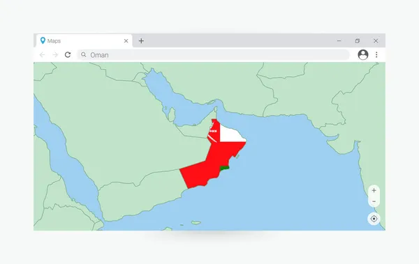 Webbläsarfönster Med Karta Över Oman Söker Oman Internet — Stock vektor