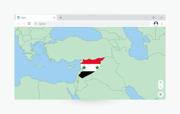 Fenêtre Navigateur Avec Carte Syrie Recherche Syrie Dans Internet — Image vectorielle