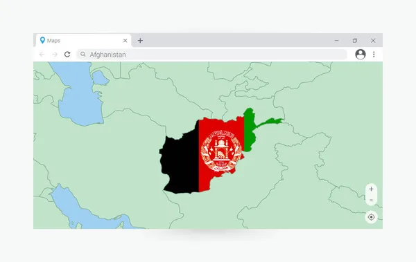 Окно Браузера Картой Афганистана Поиск Афганистана Интернете — стоковый вектор