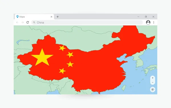 Browserfenster Mit Karte Von China Suche Nach China Internet — Stockvektor