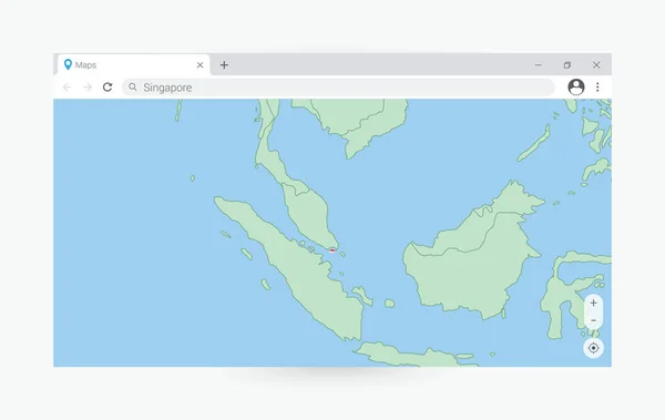 Browser Venster Met Kaart Van Singapore Zoeken Singapore Internet — Stockvector