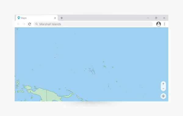 マーシャル諸島をインターネットで検索し マーシャル諸島の地図とブラウザのウィンドウ — ストックベクタ