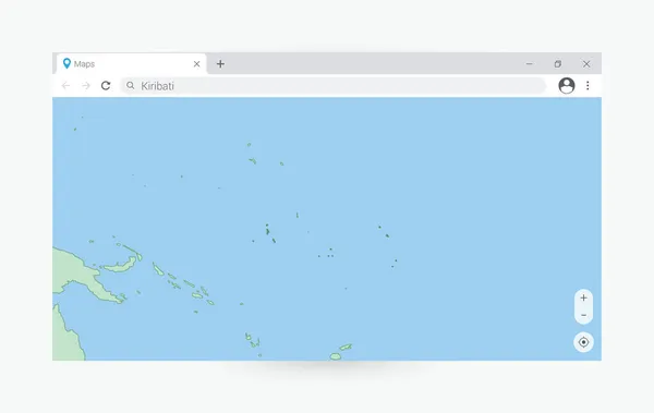 Okno Prohlížeče Mapou Kiribati Vyhledávání Kiribati Internetu — Stockový vektor