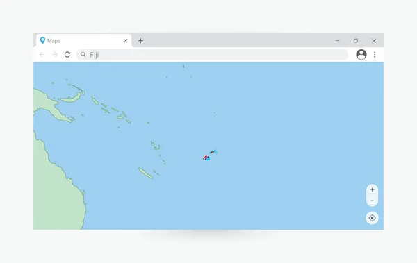 Browserfenster Mit Karte Von Fidschi Suche Nach Fidschi Internet — Stockvektor