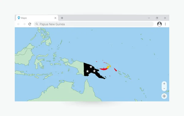 Browserfenster Mit Karte Von Papua Neuguinea Suche Nach Papua Neuguinea — Stockvektor