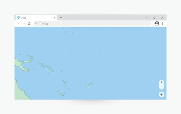 Tuvalu Haritalı Tarayıcı Penceresi Internette Tuvalu Aranıyor — Stok Vektör