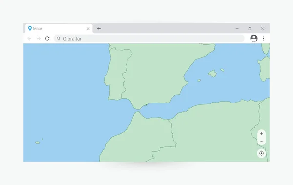 Okno Przeglądarki Mapą Gibraltaru Wyszukiwanie Gibraltar Internecie — Wektor stockowy