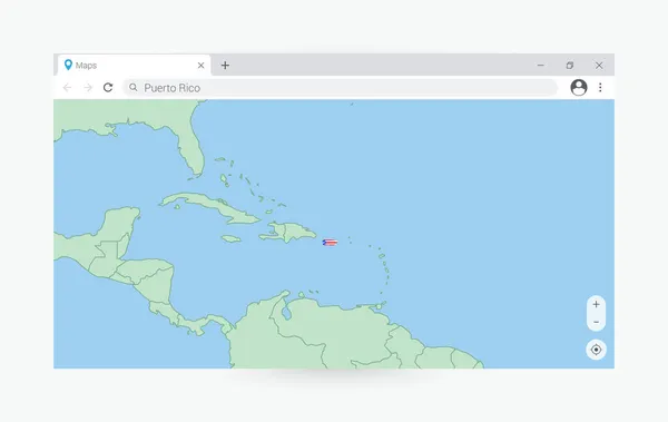 Browser Venster Met Kaart Van Puerto Rico Zoeken Puerto Rico — Stockvector