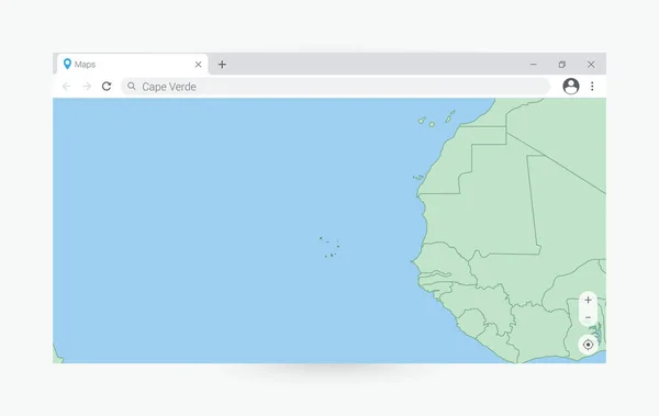 Browserfenster Mit Karte Von Kap Verde Suche Kap Verde Internet — Stockvektor