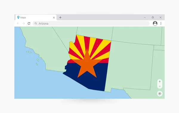 Browserfenster Mit Karte Von Arizona Suche Arizona Internet — Stockvektor