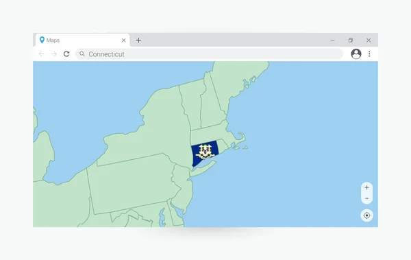 Webbläsarfönster Med Karta Över Connecticut Sökning Connecticut Internet — Stock vektor