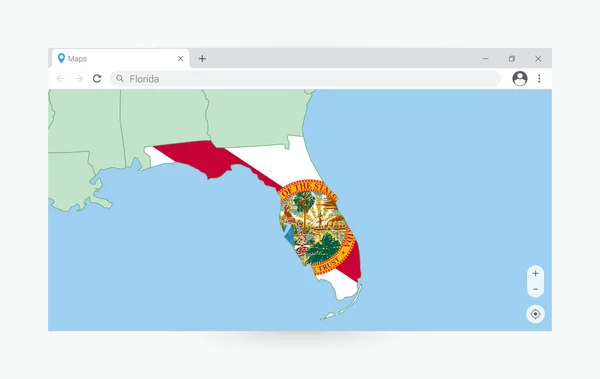 Browserfenster Mit Karte Von Florida Suche Nach Florida Internet — Stockvektor