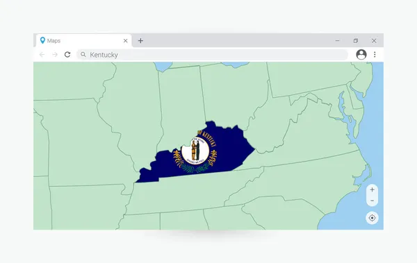 Okno Przeglądarki Mapą Kentucky Szukaj Kentucky Internecie — Wektor stockowy