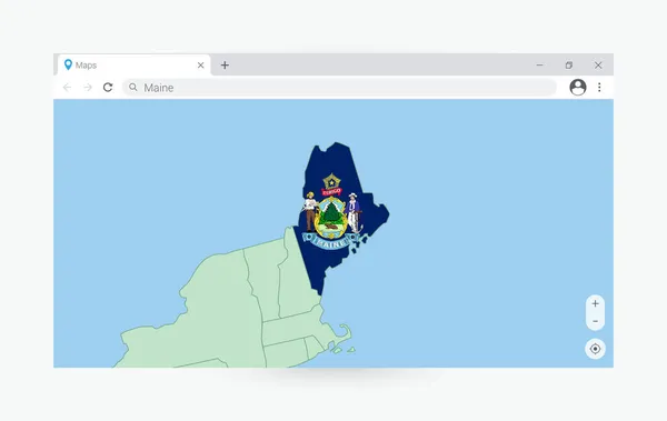 Παράθυρο Browser Χάρτη Του Maine Αναζήτηση Maine Στο Διαδίκτυο — Διανυσματικό Αρχείο