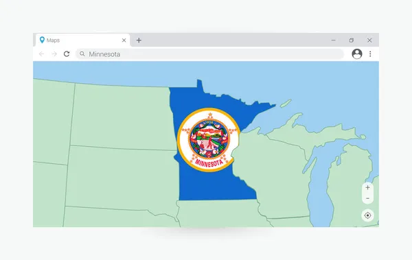 Janela Navegador Com Mapa Minnesota Procurando Minnesota Internet — Vetor de Stock
