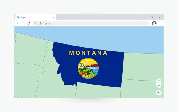 Ventana Del Navegador Con Mapa Montana Buscar Montana Internet — Vector de stock