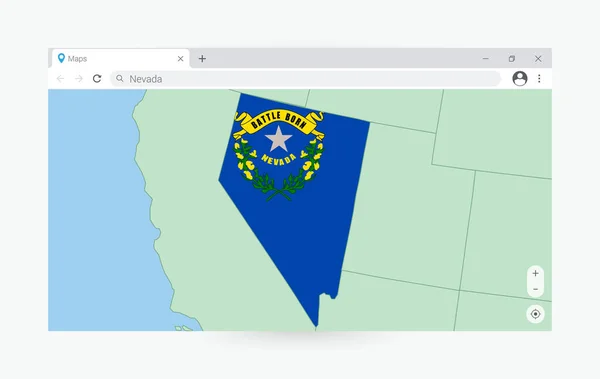 Ventana Del Navegador Con Mapa Nevada Buscando Nevada Internet — Vector de stock