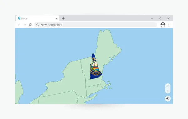 Browserfenster Mit Karte Von New Hampshire Suche Nach New Hampshire — Stockvektor