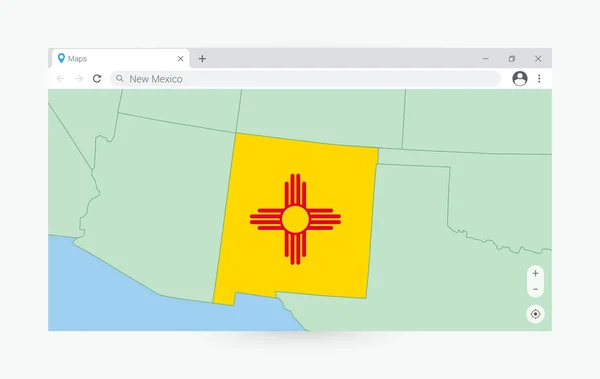 Browser Venster Met Kaart Van New Mexico Zoeken New Mexico — Stockvector