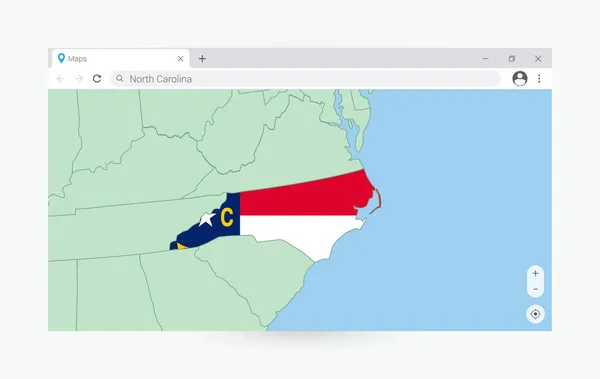 ノースカロライナ州の地図でブラウザの窓 インターネットでノースカロライナ州を検索 — ストックベクタ