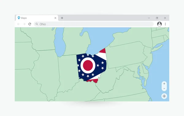 Browserfenster Mit Karte Von Ohio Suche Ohio Internet — Stockvektor