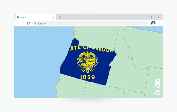 Okno Prohlížeče Mapou Oregonu Vyhledávání Oregon Internetu — Stockový vektor