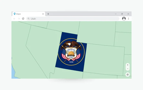 Finestra Del Browser Con Mappa Utah Cerca Utah Internet — Vettoriale Stock