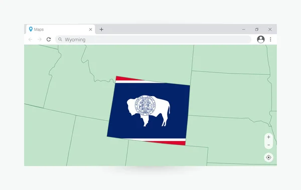 Finestra Del Browser Con Mappa Wyoming Cerca Wyoming Internet — Vettoriale Stock