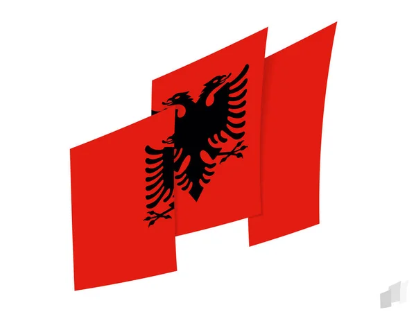 알바니아의 국기는 추상적으로 찢어진 형태입니다 알바니아의 국기의 디자인 — 스톡 벡터