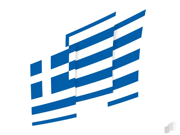 Griechenland Flagge Abstraktem Gerissenem Design Modernes Design Der Griechischen Flagge — Stockvektor